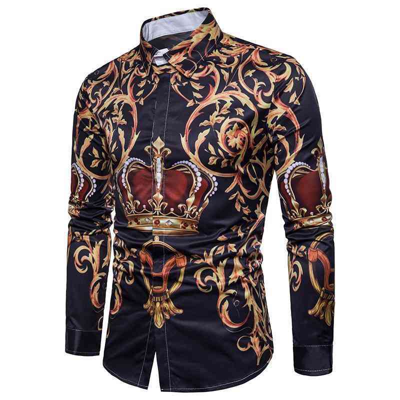 Men's Casual Long Sleeved Printed Shirt