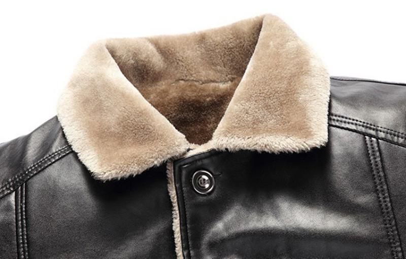 Men's Winter Leather Long Jacket | Plus Size