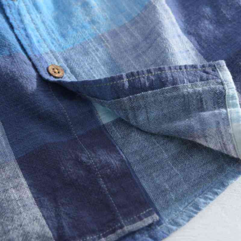Men's Casual Plaid Long Sleeved Thin Shirt