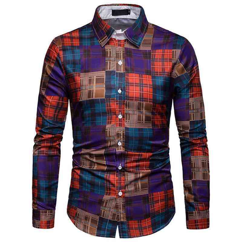 Men's Autumn Casual Plaid Long Sleeved Cotton Shirt