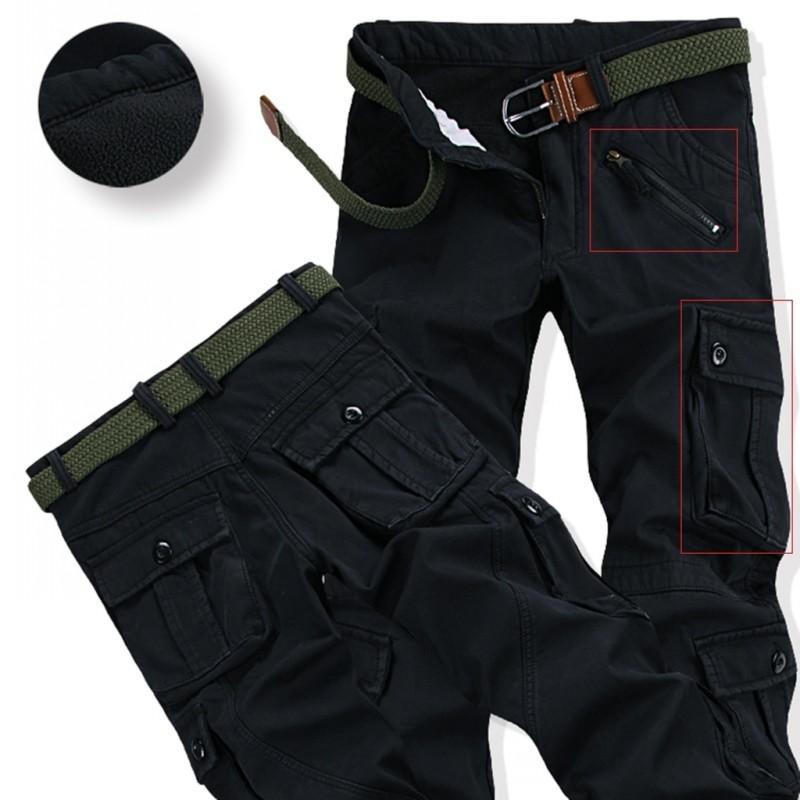 Men's Winter Thick Warm Fleece Cargo Pants | Plus Size