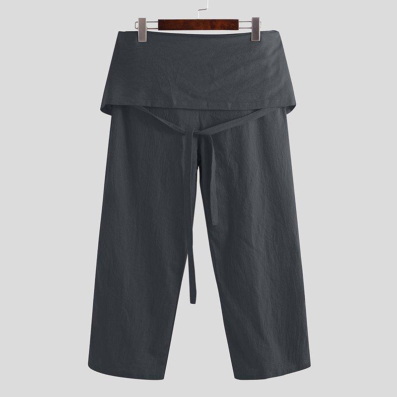 Men's Casual Solid Cotton Loose Pants