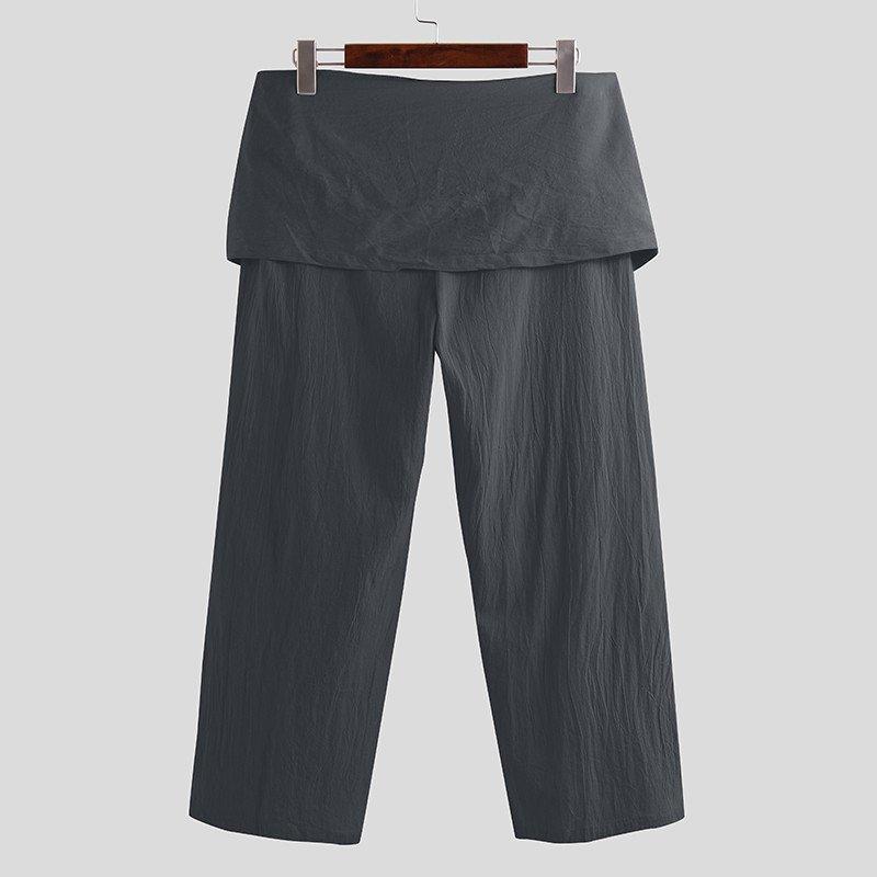 Men's Casual Solid Cotton Loose Pants
