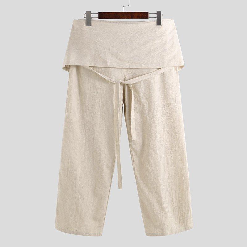Men's Casual Solid Cotton Loose Pants