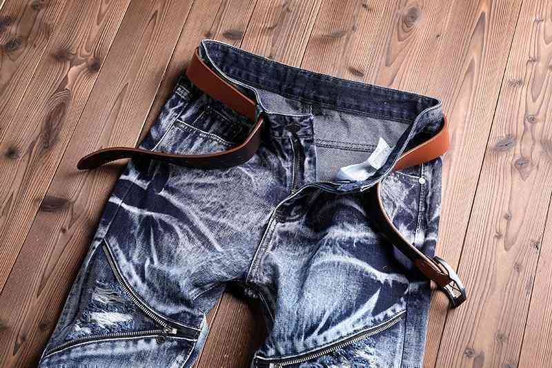 Men's Slim Fit Straight Ripped Jeans