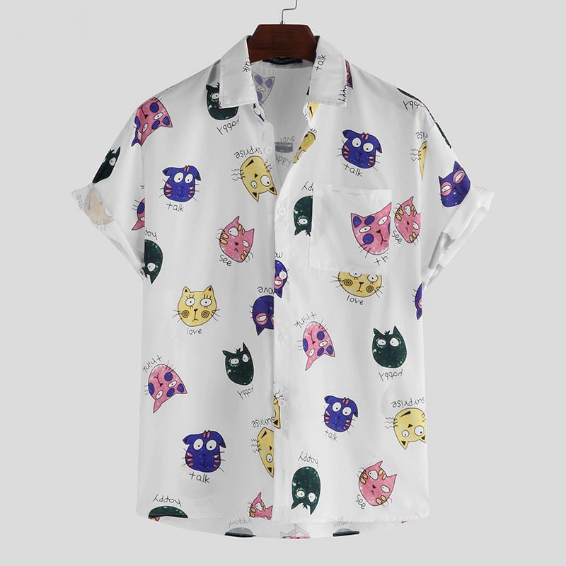 Men's Summer Casual Short Sleeved Shirt With Print
