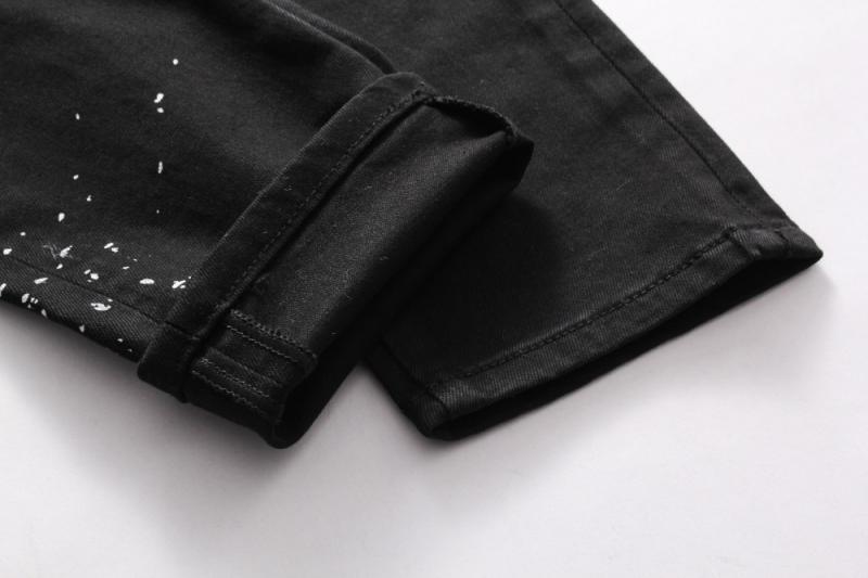 Men's Printed Ripped Jeans With Buttons