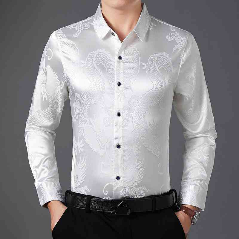 Men's Slim Fit Silk Long Sleeved Shirt