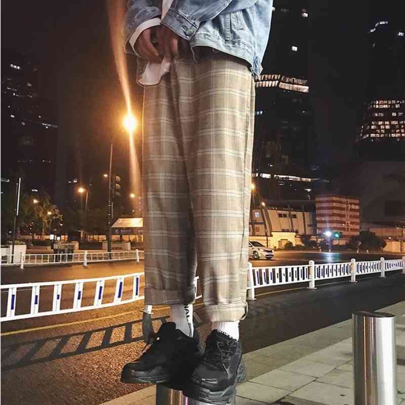 Men's Winter Plaid Straight Woolen Pants