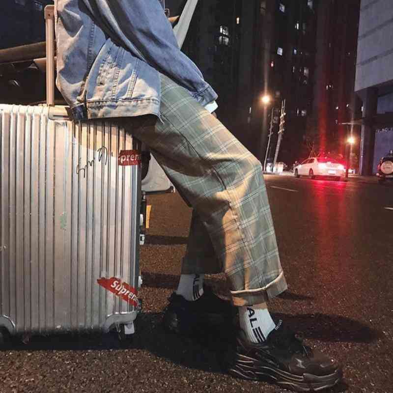 Men's Winter Plaid Straight Woolen Pants