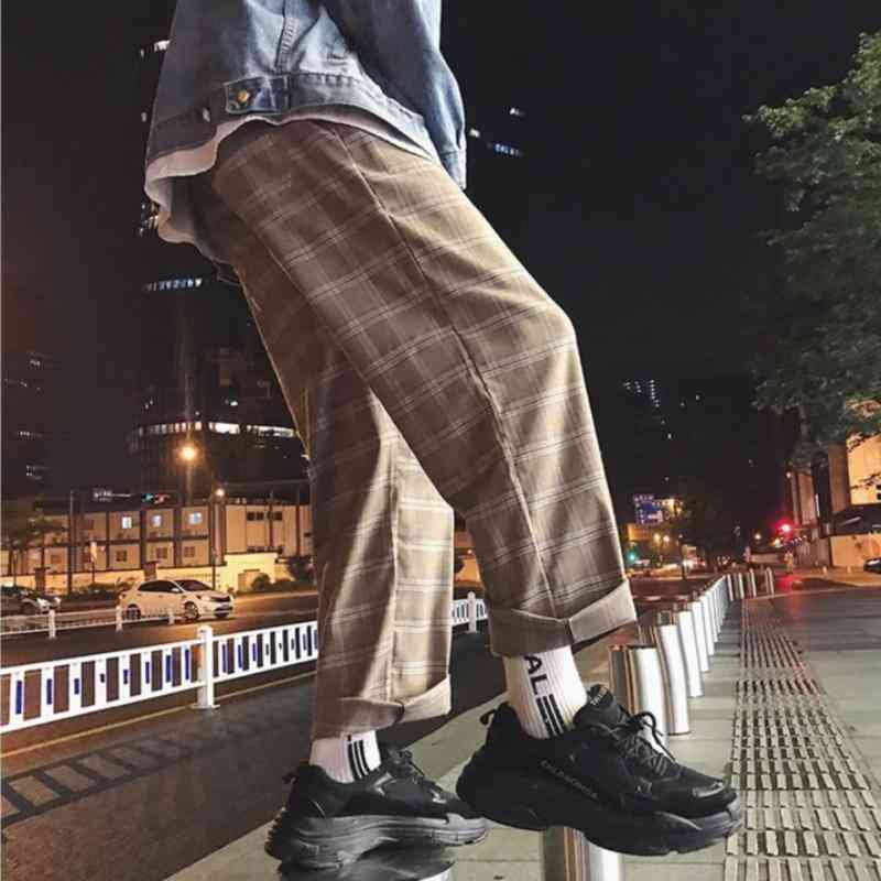 Men's Winter Plaid Straight Woolen Pants