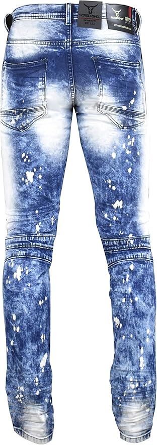 Men's Premium Moto Biker Denim Pants - Skinny Fit with Zippered Pockets