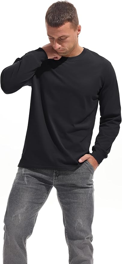 Men's Heavy Weight Crew Neck Long Sleeve T Shirt