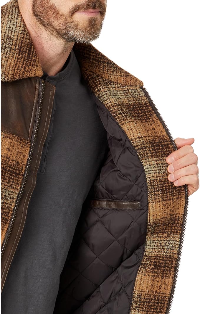 Men's Mixed Media Western Plaid Bomber Jacket