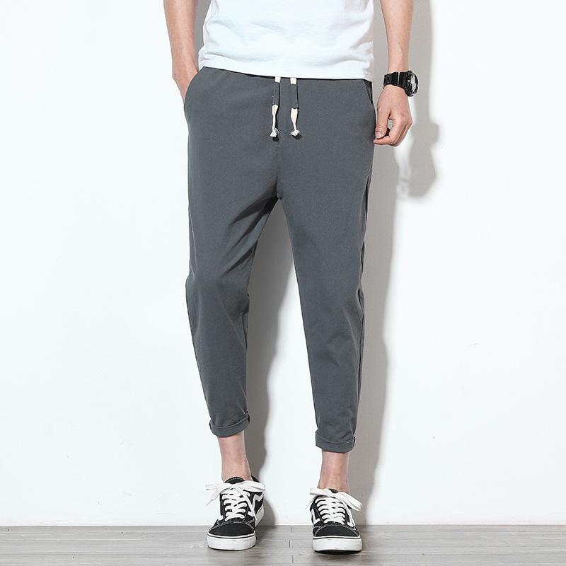 Men's Summer Casual Elastic Waist Straight Pants