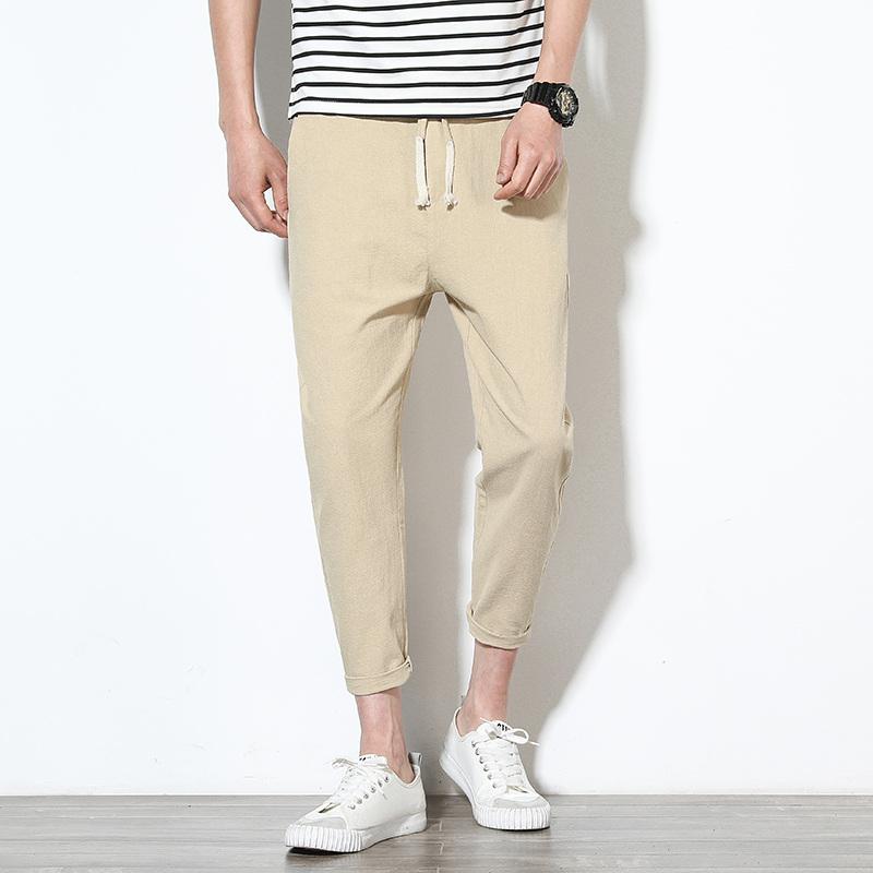 Men's Summer Casual Elastic Waist Straight Pants