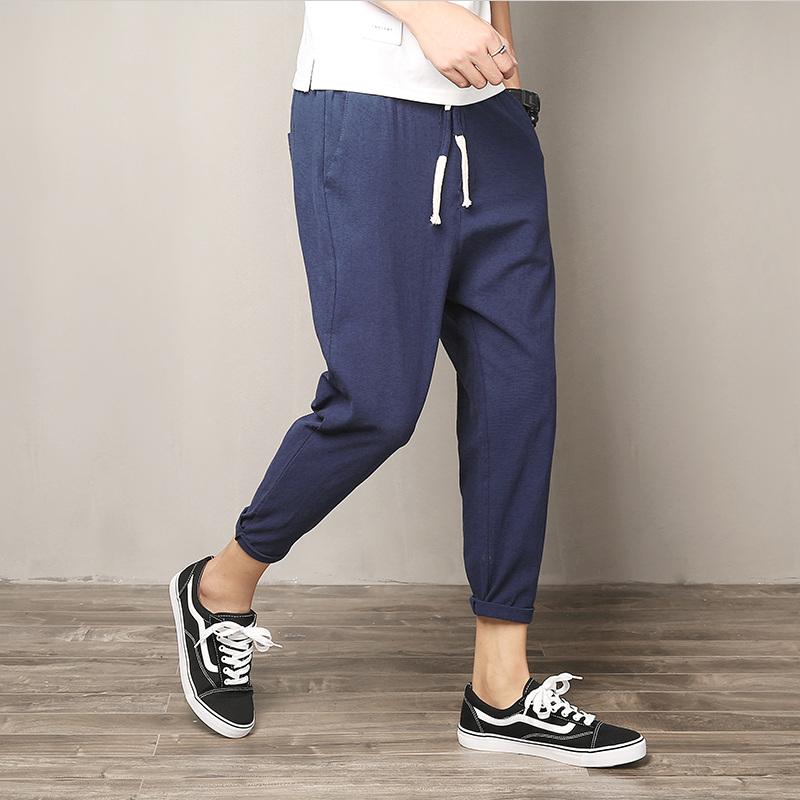 Men's Summer Casual Elastic Waist Straight Pants