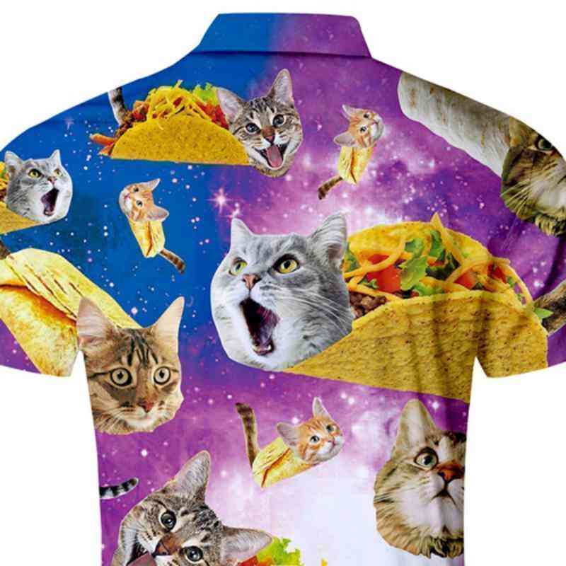 Men's Summer Short Sleeved Shirt With Cats Print