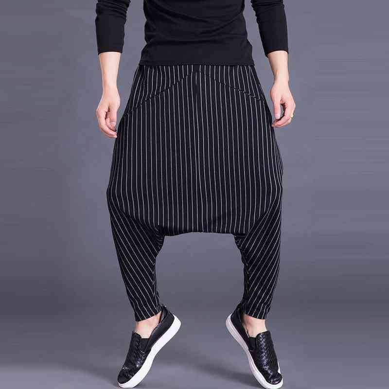 Men's Autumn Casual Striped Loose Pants With Elastic Waist