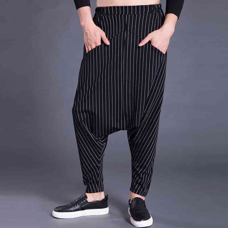 Men's Autumn Casual Striped Loose Pants With Elastic Waist
