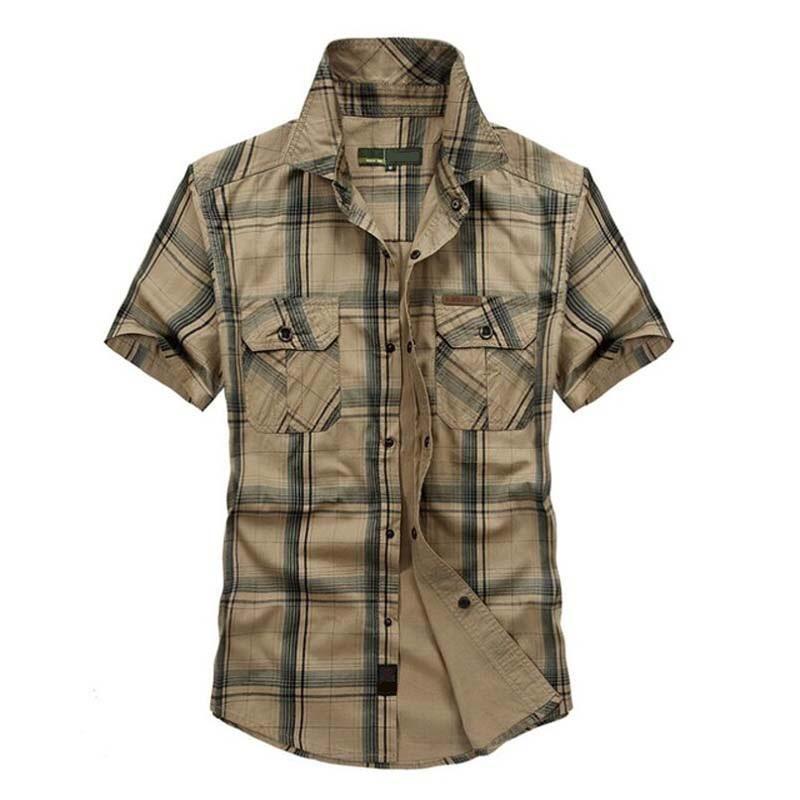 Men's Summer Plaid Cotton Short Sleeved Shirt | Plus Size
