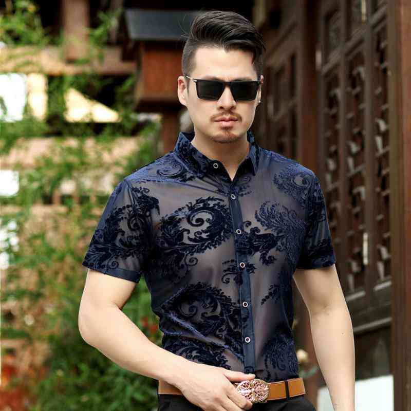Men's Summer Transparent Short Sleeved Shirt
