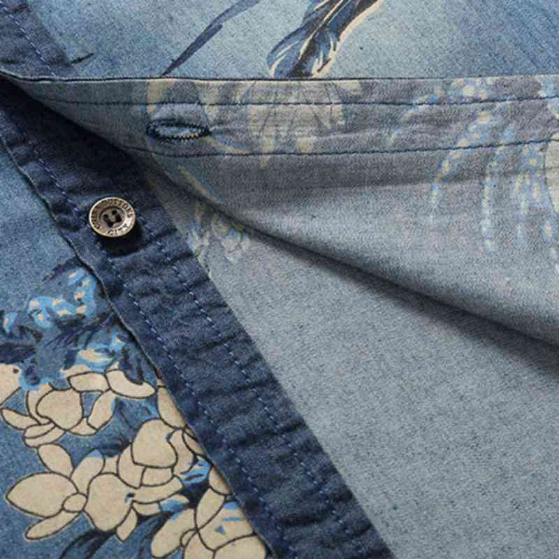Men's Casual Short Sleeved Denim Shirt | Plus Size