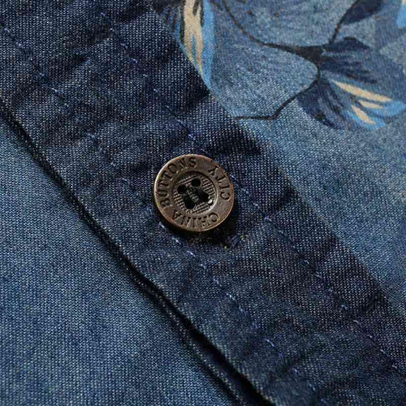 Men's Casual Short Sleeved Denim Shirt | Plus Size