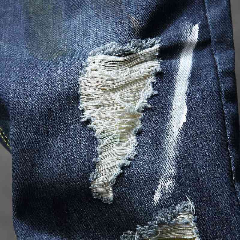Men's Skinny Ripped Jeans With Zipper
