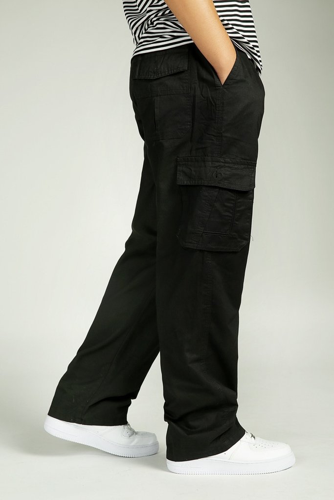 Men's Summer Baggy Straight Cargo Pants With Elastic Waist
