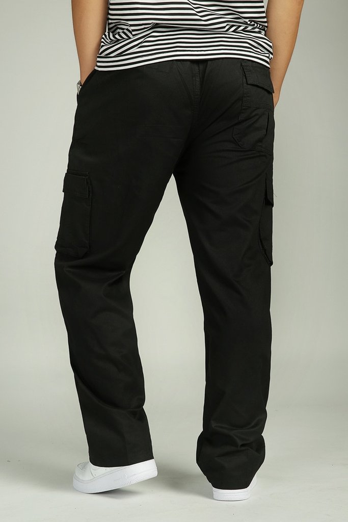 Men's Summer Baggy Straight Cargo Pants With Elastic Waist